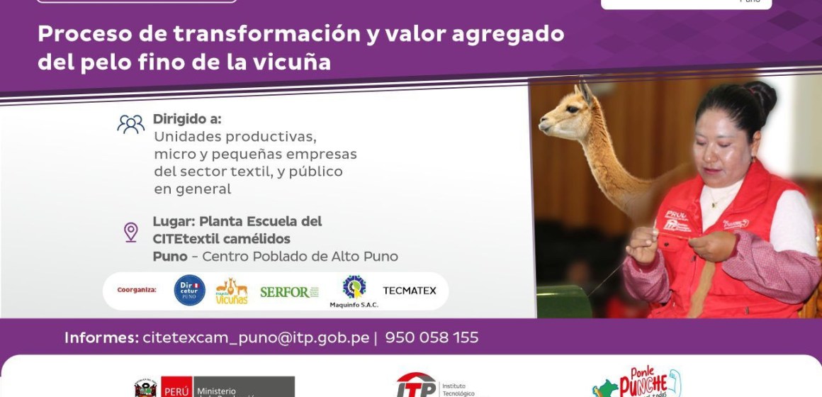 Realizarán taller sobre el procesamiento de fibra de vicuña en Puno